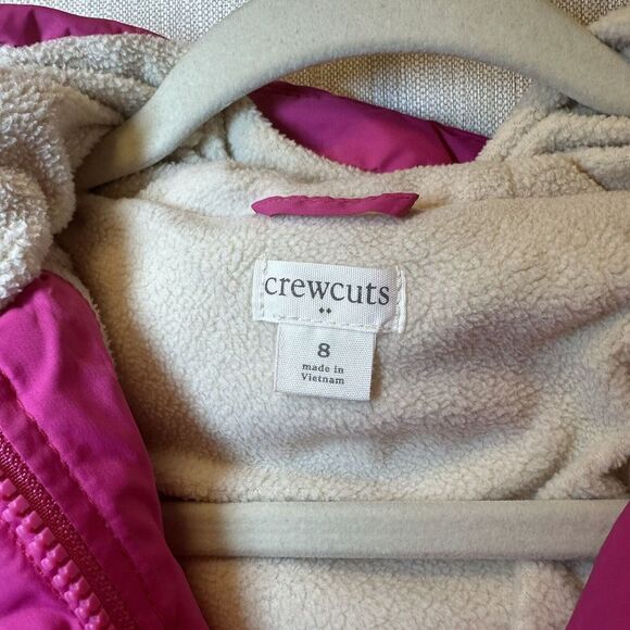 J CREW Crewcuts $168 Girl's HOT PINK Hooded Quilted Puffer Coat Jacket 8/M - Picture 4 of 9
